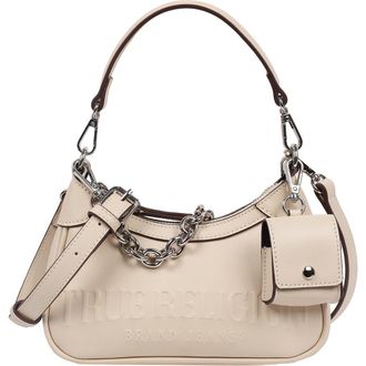 True Religion Punto Logo Zip Shoulder Bag in Cream at Nordstrom Rack