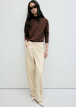 Mango Pullover maglia collo perkins cioccolato - Donna - XXS - MANGO
