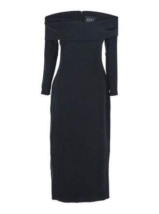Solace London Yuni Black Dress With Square Neckline And Back Closure In Fabric Woman