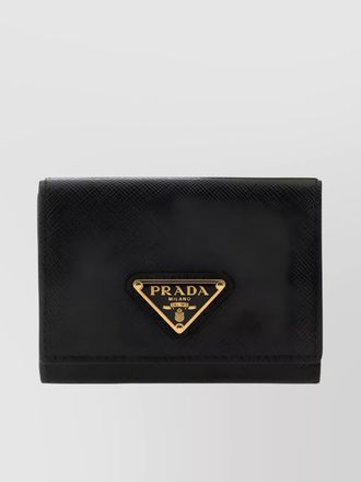 Prada textured leather wallet fold-over design