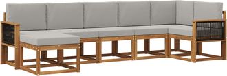 vidaXL Conjunto De Sof&aacute;s De Exterior 7 Uds. Natural Y Gris Claro Vidaxl