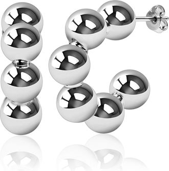 MAX + STONE 925 Sterling Silver Half Hoop Bubble Stud Earrings