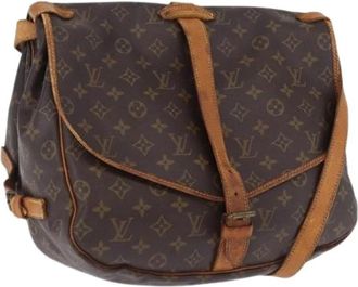 Louis Vuitton Pre-owned Monogram Canvas Shoulder Bag - Dames - Vintage Schoudertas - Bruin - ONE Size - Leer - Vintage
