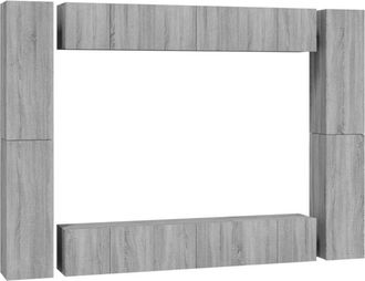 vidaXL 10 Piece TV Cabinet Set Grey Sonoma Engineered Wood vidaXL
