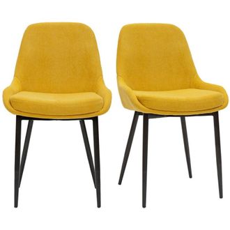 Miliboo Sedie in tessuto effetto velluto giallo senape (set di 2) HOLO