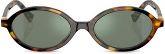 Miu Miu Eyewear Occhiali da sole ovali effetto tartarugato - Marrone