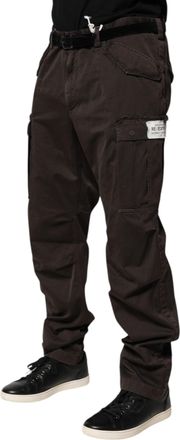 Dolce & Gabbana Mens Cotton Stretch Cargo Pants Brown