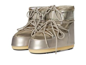 Moon Boot Icon Low Glance Womens Cold Weather Boots Platinum : EU 42-44 (US Womens 10-11.5) B - Medium, Synthetic/Textile