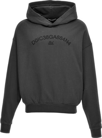 Dolce & Gabbana Grey Logo Print Hoodie