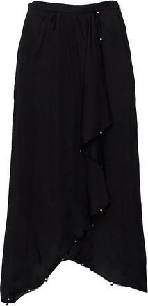 Isabel Marant Beaded Satin Jewel Accent Wrap Midi Skirt
