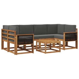 vidaXL Conjunto De Sof&aacute;s De Exterior 5 Pcs Natural Y Antracita Vidaxl