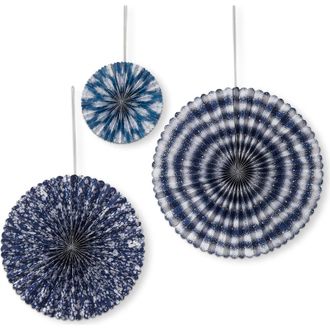 Tag Set of 3 Festive Blue Paper Fans for Summer Decor at Nordstrom