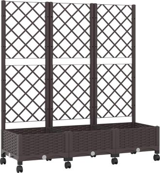 vidaXL Jardinera Con Enrejado Y Ruedas Marr&oacute;n 120 X 40 X 131,5 Cm Pp Vidaxl