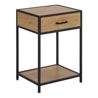 Furniture To Go Seaford Bedside Table with 1 Drawer in Black & Oak