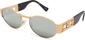 Versace Ovale Zonnebril - Heren - Zonnebrillen - Geel - 56 MM - Accessoires