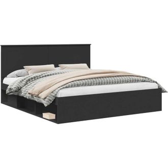 vidaXL Estructura De Cama Negro 200 X 200 Cm Madera De Pino Macizo Vidaxl