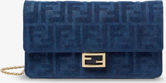 Fendi Borsa a tracolla Wallet On Chain Baguette in corduroy FF effetto denim - FENDI - gender_Woman
