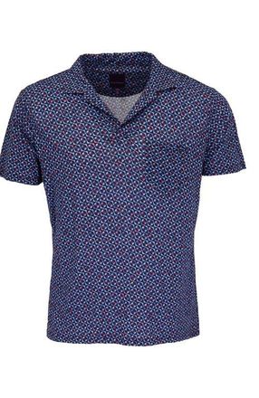 Lords of Harlech Bobby Merino Wool Johnny Collar Polo in City Geo Plum at Nordstrom, Size X-Large