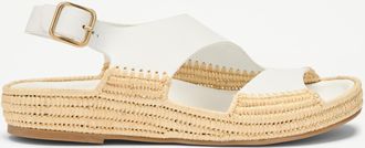 Russell & Bromley SEACLIFF Womens White & Beige Leather Handwoven Espadrille Sandal