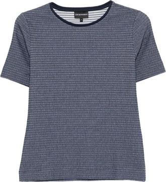 Emporio Armani Tops, Dames, Blauw, S, Polyester, Textured Crewneck T-Shirt