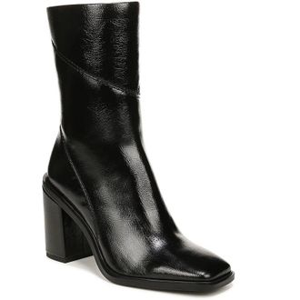 Franco Sarto Stevie Boots Womens Black Faux Leather Square Toe Bootie LION84