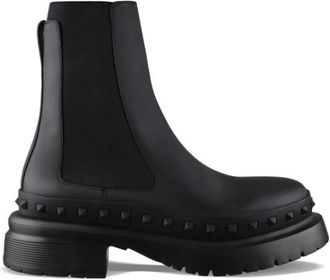 Valentino Garavani Schoenen, Heren, Zwart, 42 EU, Leer, M-Way Rockstud Chelsea Boots