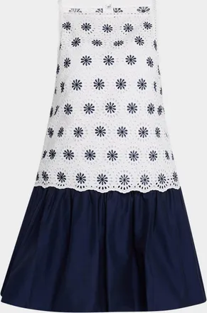 Tanya Taylor Grace Eyelet Drop-Waist Mini Dress