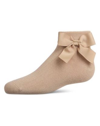 MeMoi Ribbed Bow Anklet Socks in Tan at Nordstrom, Size 6-12M