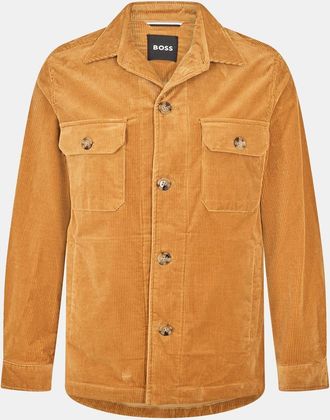 HUGO BOSS Mens Chest Pocket Button Placket Overshirt in Medium Beige - Size Small
