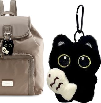 Generic Cat Keychain Plush - Black Cat Keychain Plush Bag Charm,Collectible Keyring Backpack Accessories for Pet Lovers Collectors Wallets Tote Bags Car Hallo