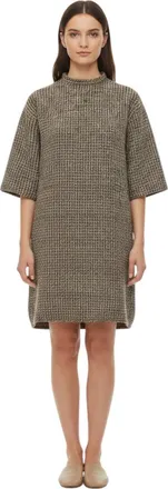 Fabiana Filippi Brown Textured Crew Neck Mini Dress
