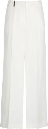 PESERICO Ivory Linen Straight-Leg Pants