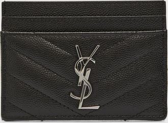 Saint Laurent YSL Monogram Card Case in Grained Leather