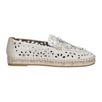 Kurt Geiger Schoenen, Dames, Beige, 37 EU, Leer, Flower Espadrille Loafer