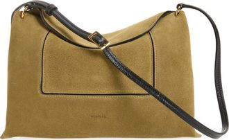 Wandler Penelope Slouch Suede Shoulder Bag in Khaki Suede/black at Nordstrom