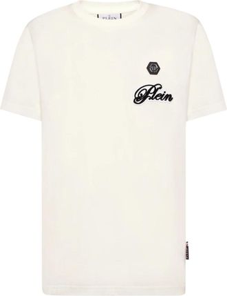 Philipp Plein T-Shirt Round Neck Ss Signature - Heren - T-shirts - Wit - 3XL - Katoen - Tops