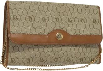 Dior Pre-owned Clutches, female, Beige, Size: ONE SIZE Pre-owned Vintage Honeycomb chain