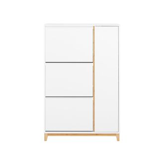 SoBuy Fsr189-wn Zapatero Con 3 Solapas Y 1 Puerta 80x34x122 Cm Blanco - Sobuy