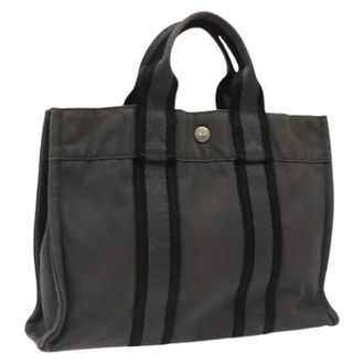 Herm&egrave;s Pre-owned Tote Bags, female, Black, Size: ONE SIZE Pre-owned Vintage Canvas Hand Bag