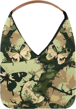 Generic Camouflage Butterflies Pattern Reusable Lightweight Grocery Bags - Foldable Into Compact Pouch, Washable & Sturdy, Multipurpose for Shopping and Trave