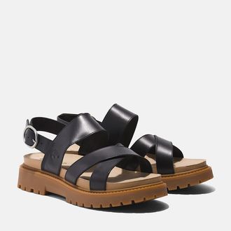 Timberland Sandale TIMBERLAND Clairemont Way CROSS STRAP SANDAL, Damen, Gr. 37,5 (6,5), schwarz (blk full gra), Leder, Schuhe Sandale