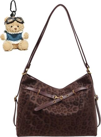 Generic Women Vintage Suede Shoulder Bag, Large Capacity Hobo Bags with Adjustable Strap, Travel Tote Bags for Womens, Applicable to Shopping, Vacation, Work 