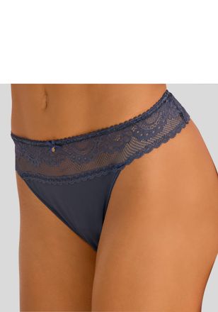 Lascana High-Waist-String LASCANA, Damen, Gr. 36/38, blau (marine), Microtouch, Obermaterial: 90% Polyamid, 10% Elasthan, figurbetont, Unterhosen High-Waist-S