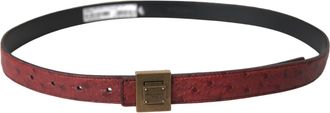 Dolce & Gabbana Womens Brown Leather Square Metal Buckle Belt