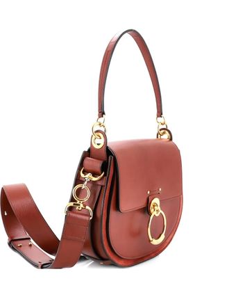 Chloé Tess Bag Leather Large crossbody bag - Bruin