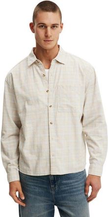 Cotton On Mens Remi Long Sleeve Shirt in Stone Textured Check at Nordstrom, Size Large