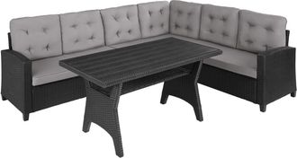 TecTake Conjunto de ratán para 6 personas y resistente y robusto negro