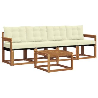 vidaXL Conjunto De Sof&aacute;s De Exterior Con Coj&iacute;n 5 Pcs Natural Y Crema Vidaxl
