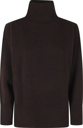 Roberto Collina Dark Brown Merino Wool-Blend Turtleneck