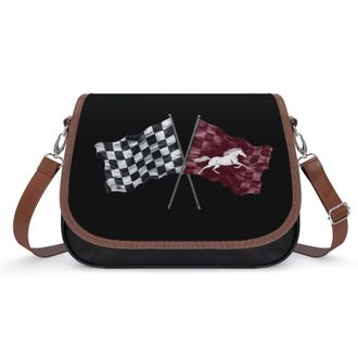 Generic Horse Racing White Black Checkered Flag Womens Crossbody Bag Fashion Shoulder Handbags Message Tote Bag with Adjustable Strap